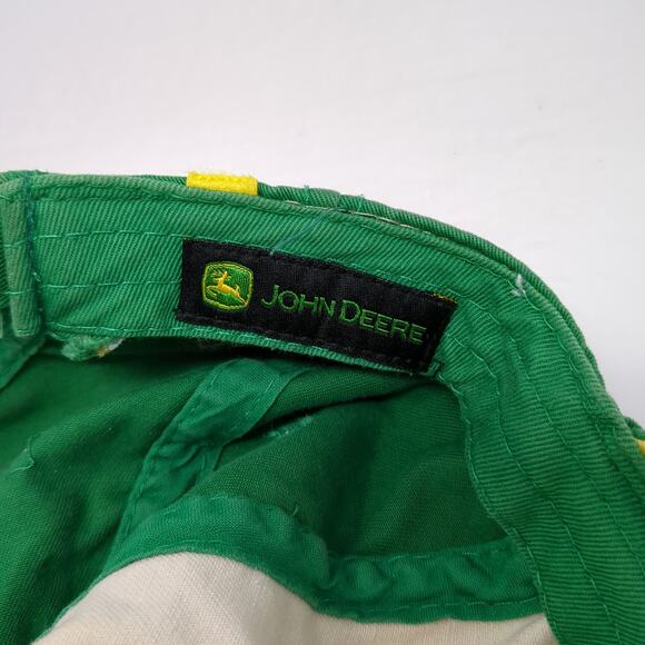 John Deere Strapback Hat Green One Size Logo Vent Holes Colorblock - Picture 9 of 10